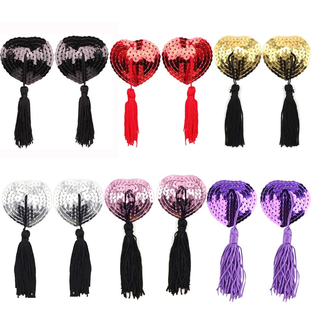 Silicone Bra Adhesive - 1 Pair Hot Sequin Heart Shape