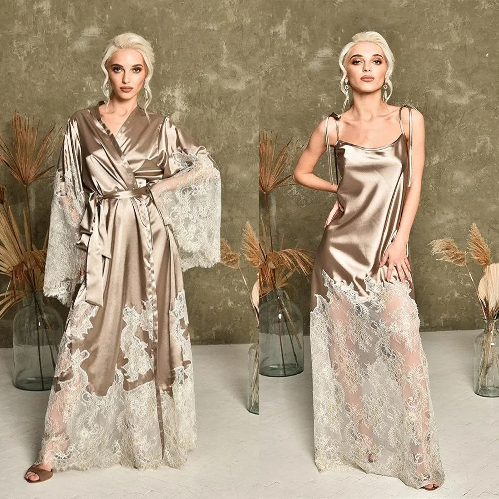 Robe Silk Women - Customized Two Pieces Bride Sleepwear Robes
