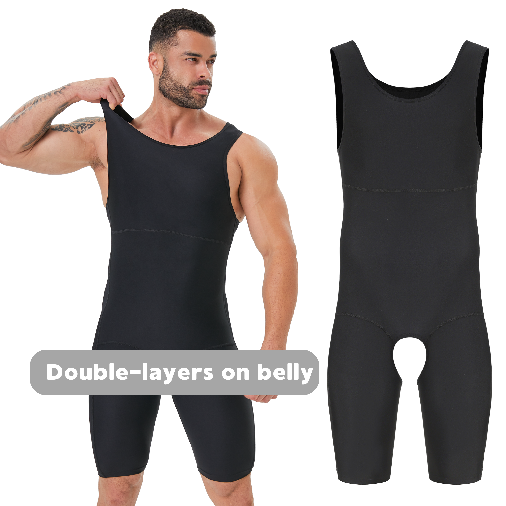 Men's Double Layer Tummy Contr – Shapewear Bodysuit Firm Bewertung und Preis