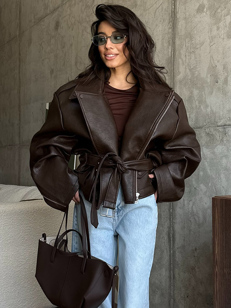 With Belt Leather Jacket Coat  – Corset Waist Cinch Bewertung und Preis