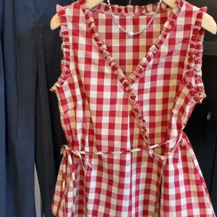 Retro Red Plaid Sleeveless Ves – Corset Waist Cinch Bewertung und Preis