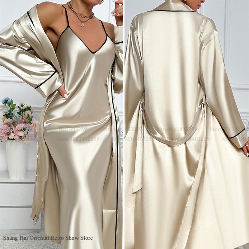 Sexy Long Twinset Robe Set Che – Robe Silk Women Bewertung und Preis