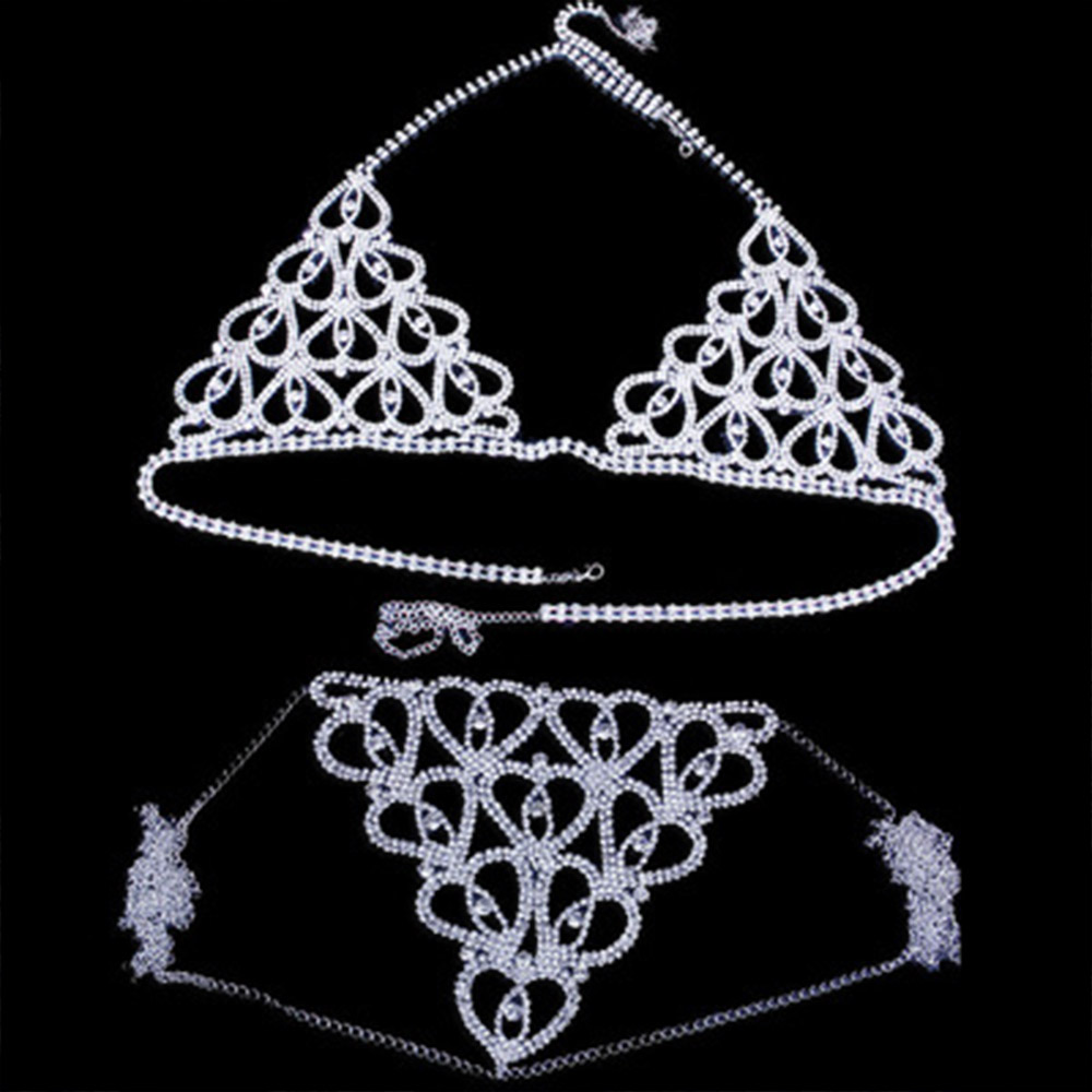 Fashion Rhinestone Heart Bra T – Thong Bikini Women Bewertung und Preis