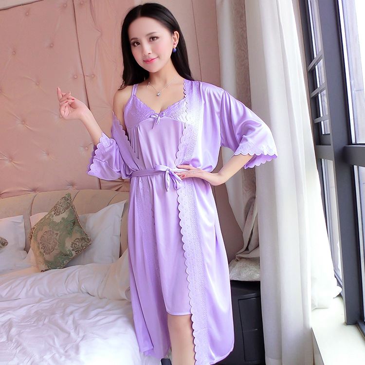 2pcs/Set Women Nightwear Ice S – Robe Silk Women Bewertung und Preis