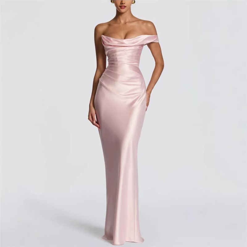Sexy Slim Satin Dress Elegant  – Strapless Bra Backless Bewertung und Preis