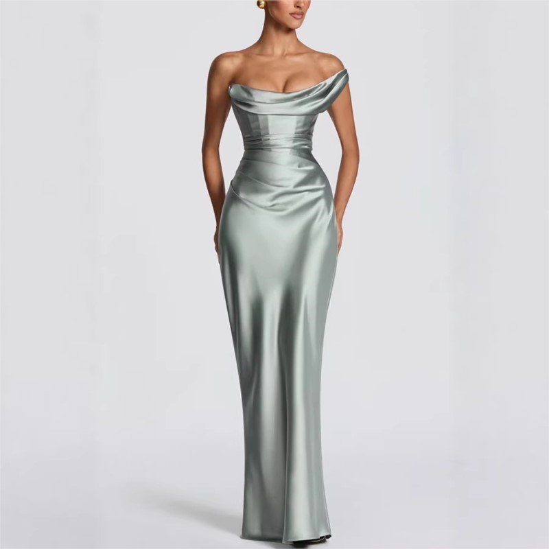 Sexy Slim Satin Dress Elegant  – Strapless Bra Backless Bewertung und Preis